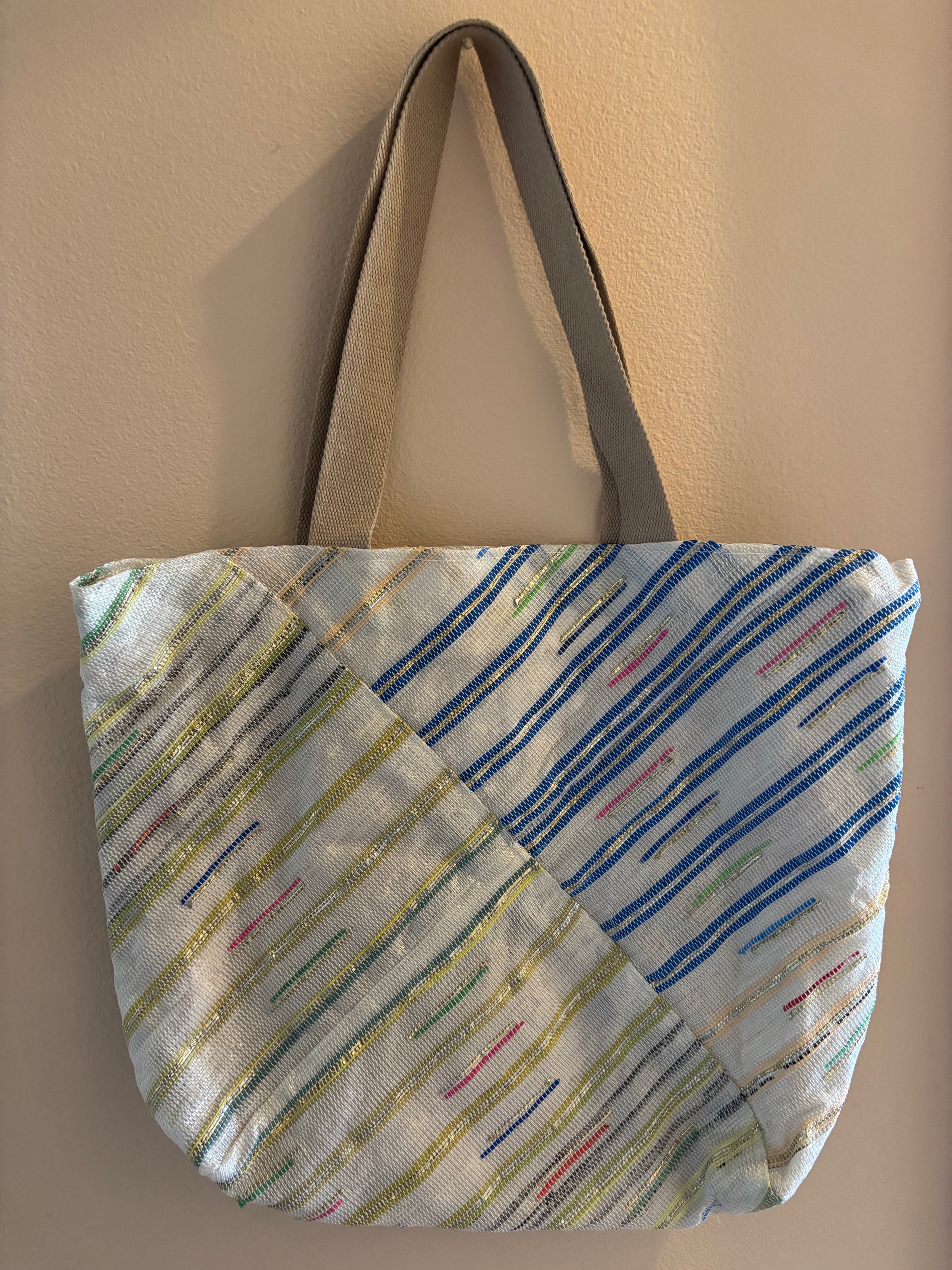 Upcycled Handwoven Beach Bag Designer 003