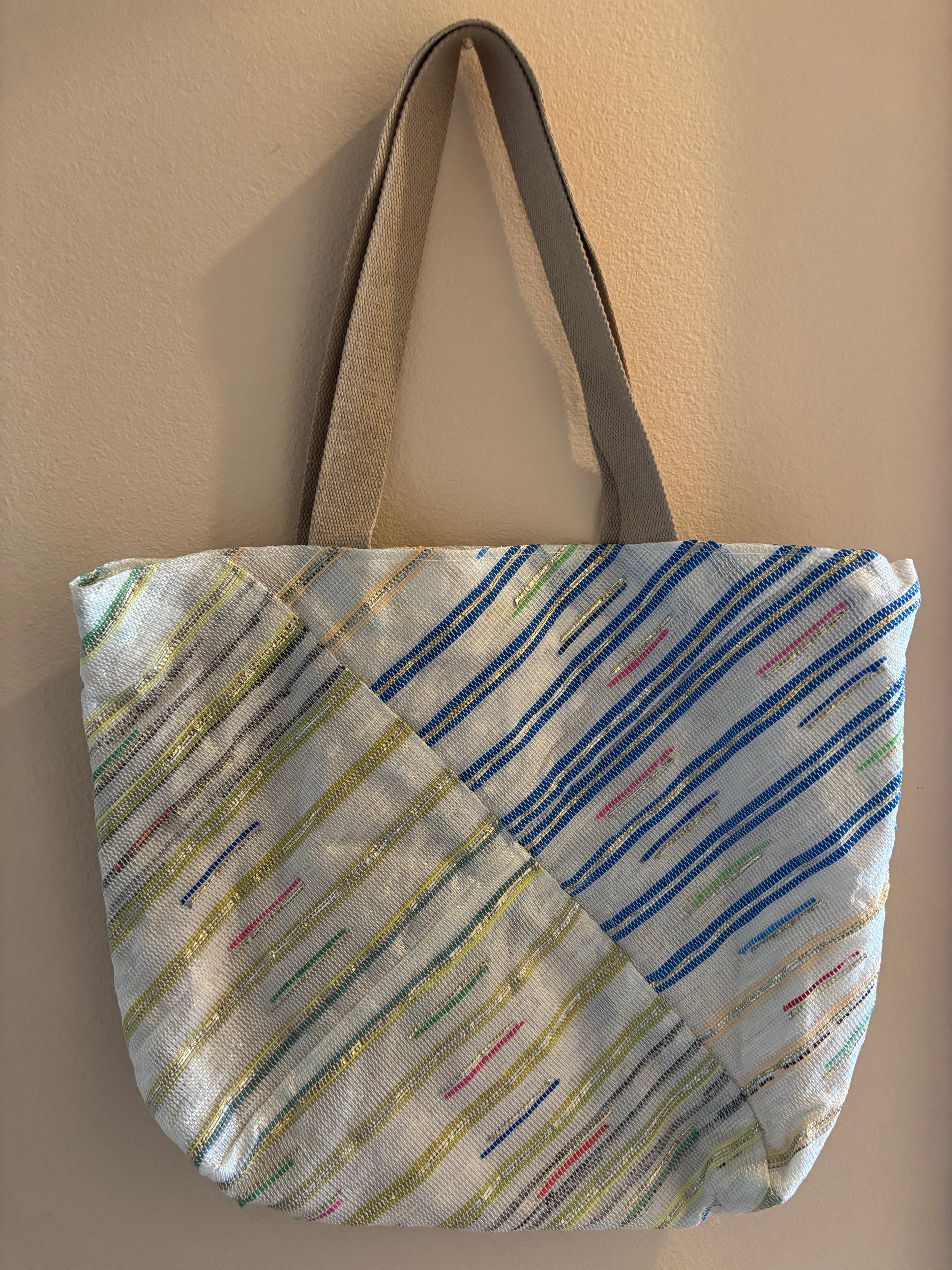 Upcycled Handwoven Beach Bag Designer 003
