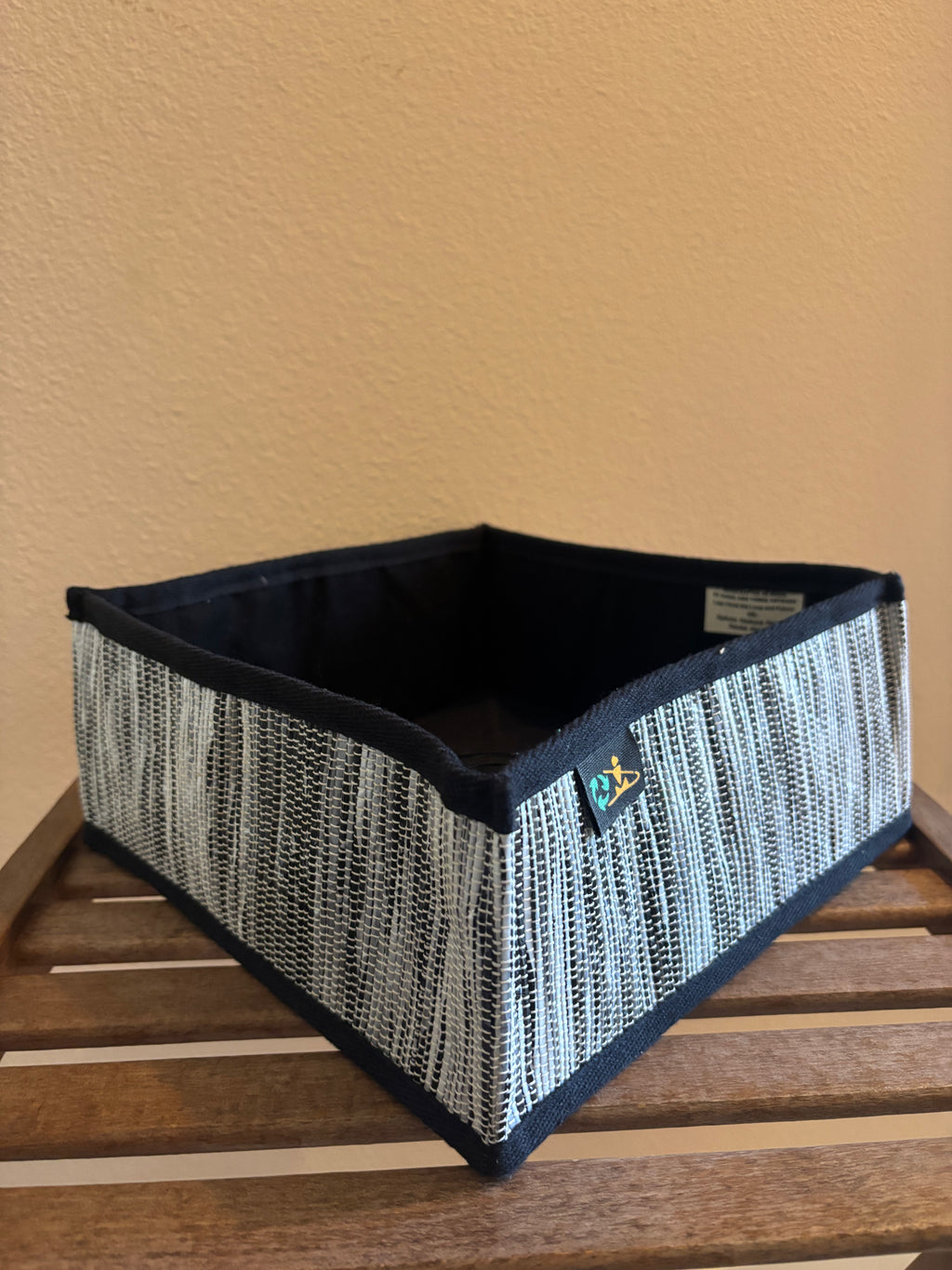 Upcycled Handwoven Collapsable Storage Basket 009