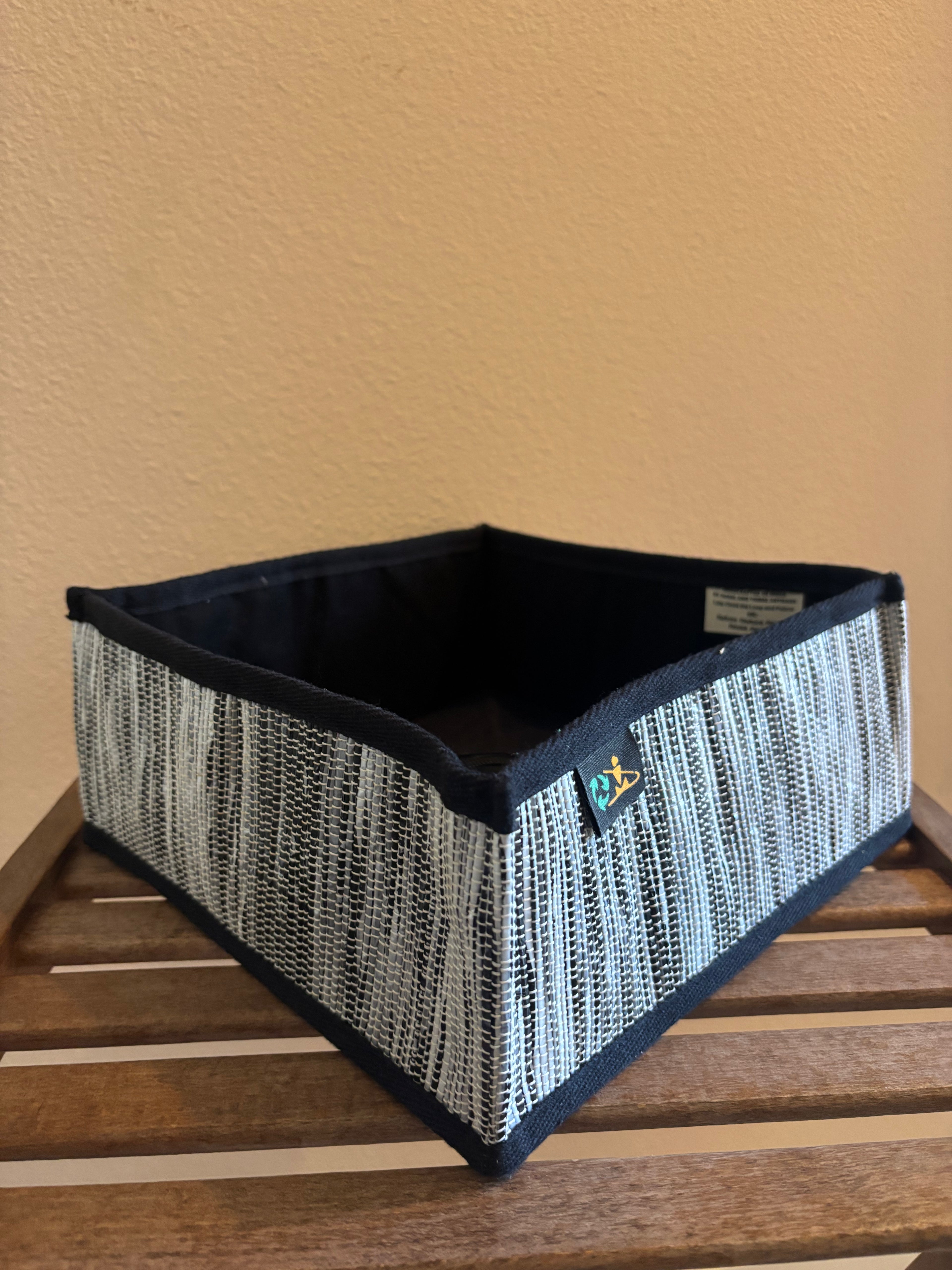 Upcycled Handwoven Collapsable Storage Basket 009