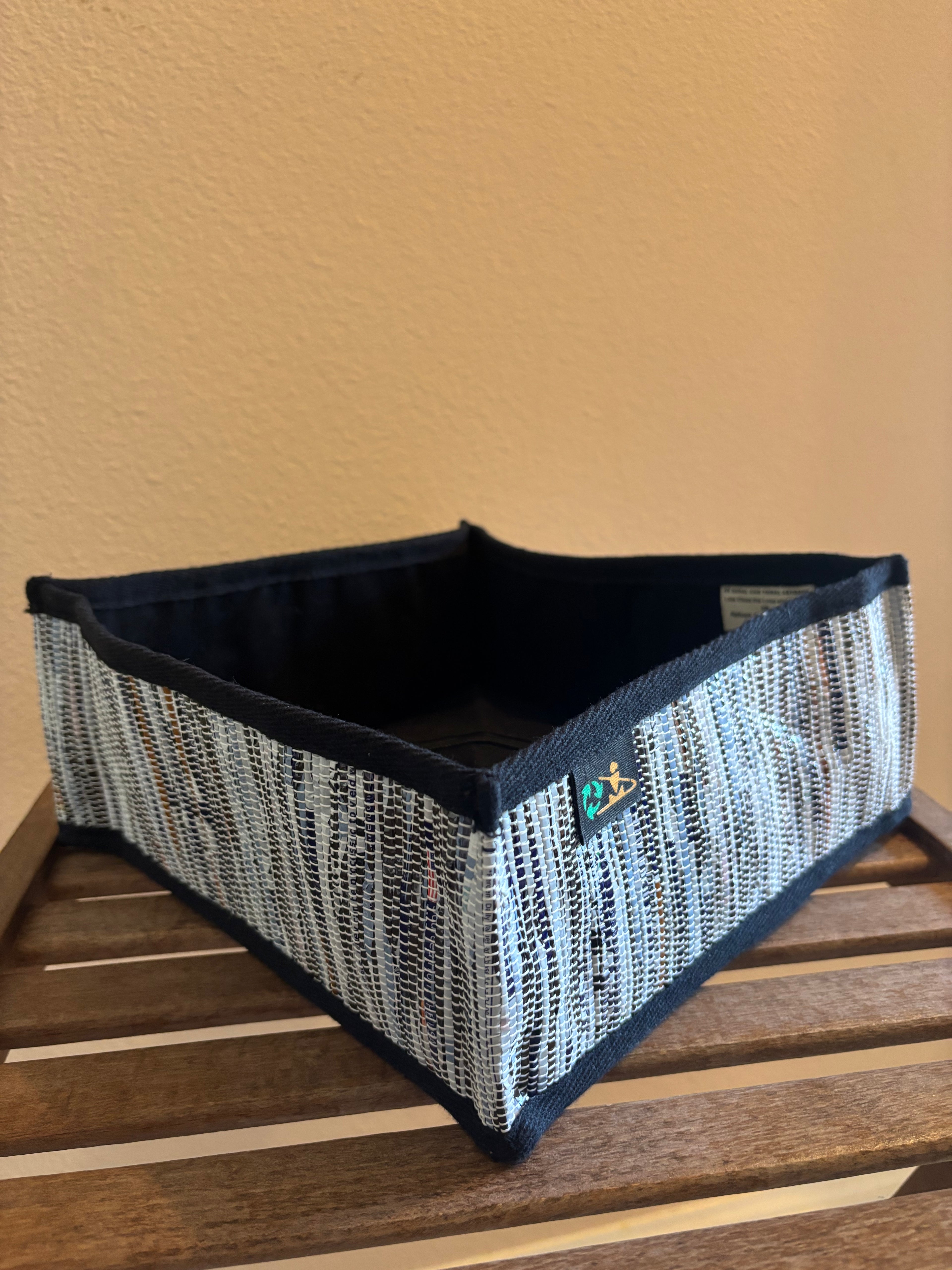 Upcycled Handwoven Collapsable Storage Basket 008