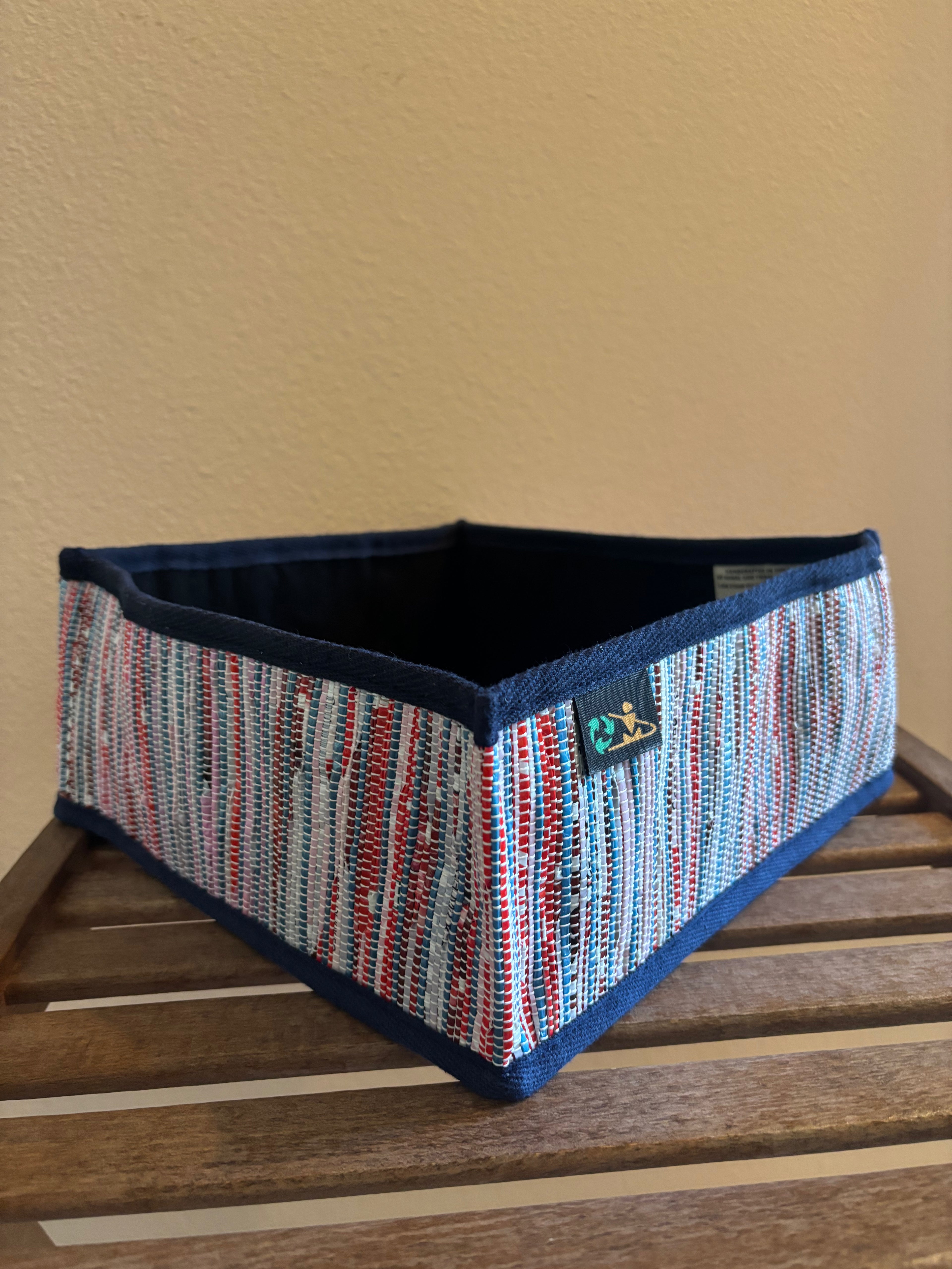 Upcycled Handwoven Collapsable Storage Basket 007