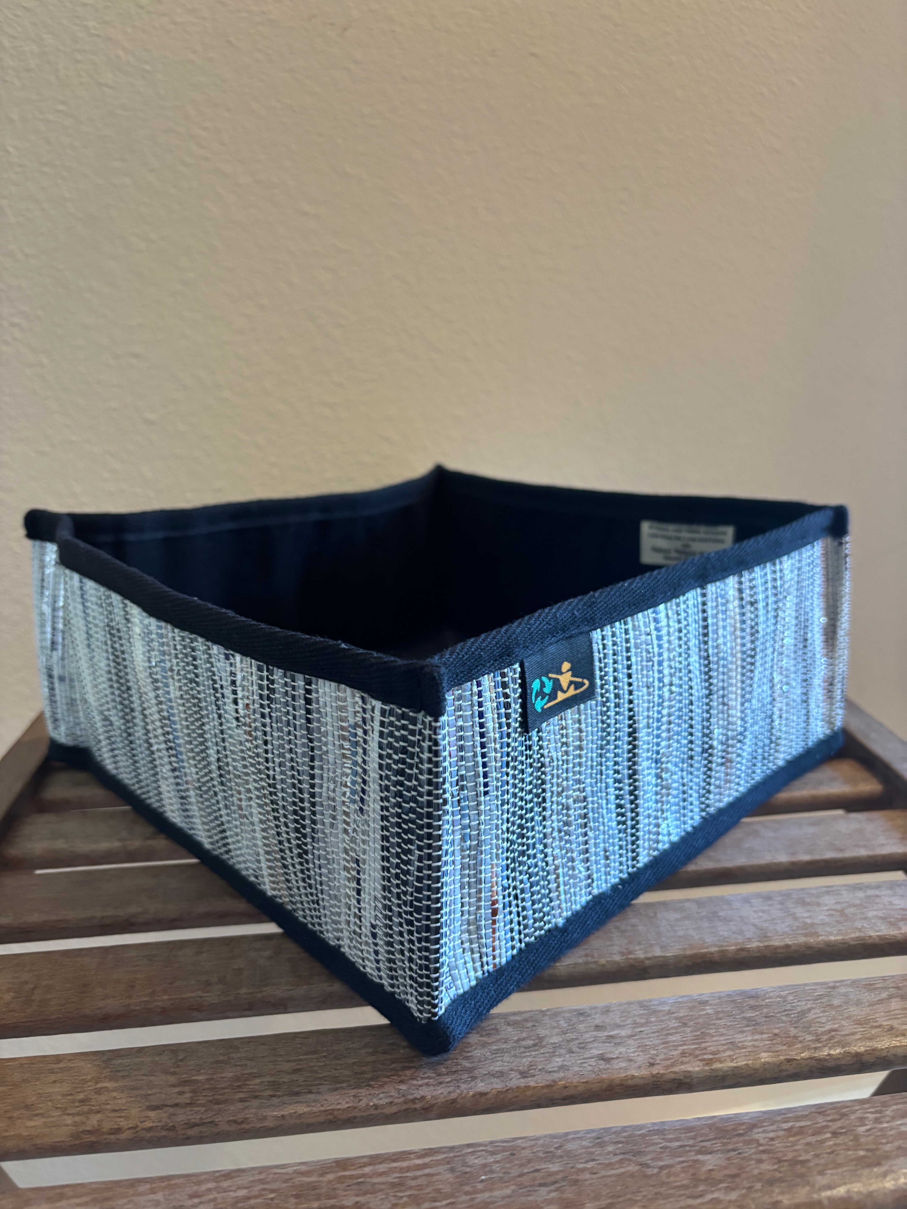 Upcycled Handwoven Collapsable Storage Basket 005