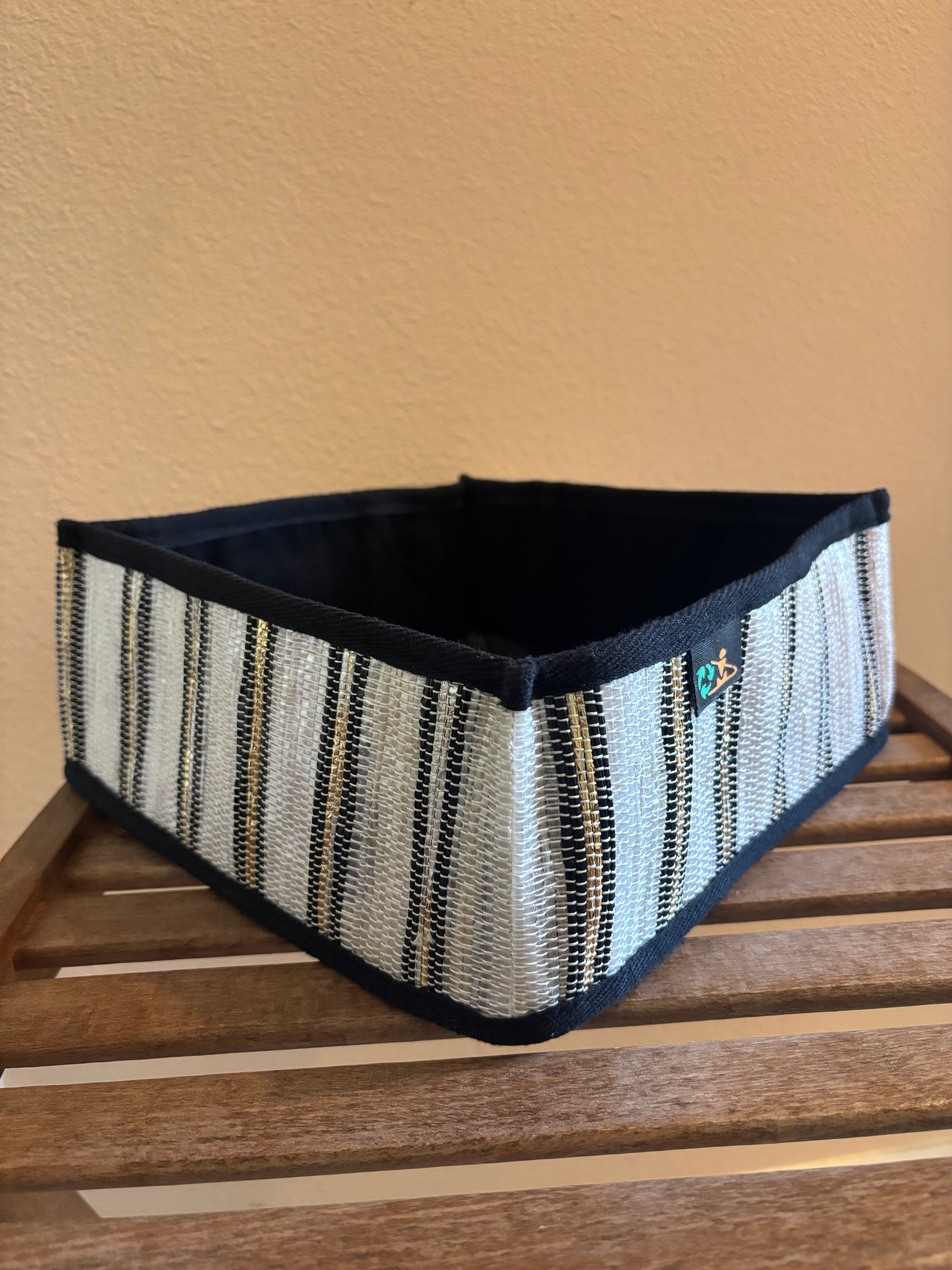 Upcycled Handwoven Collapsable Storage Basket 004