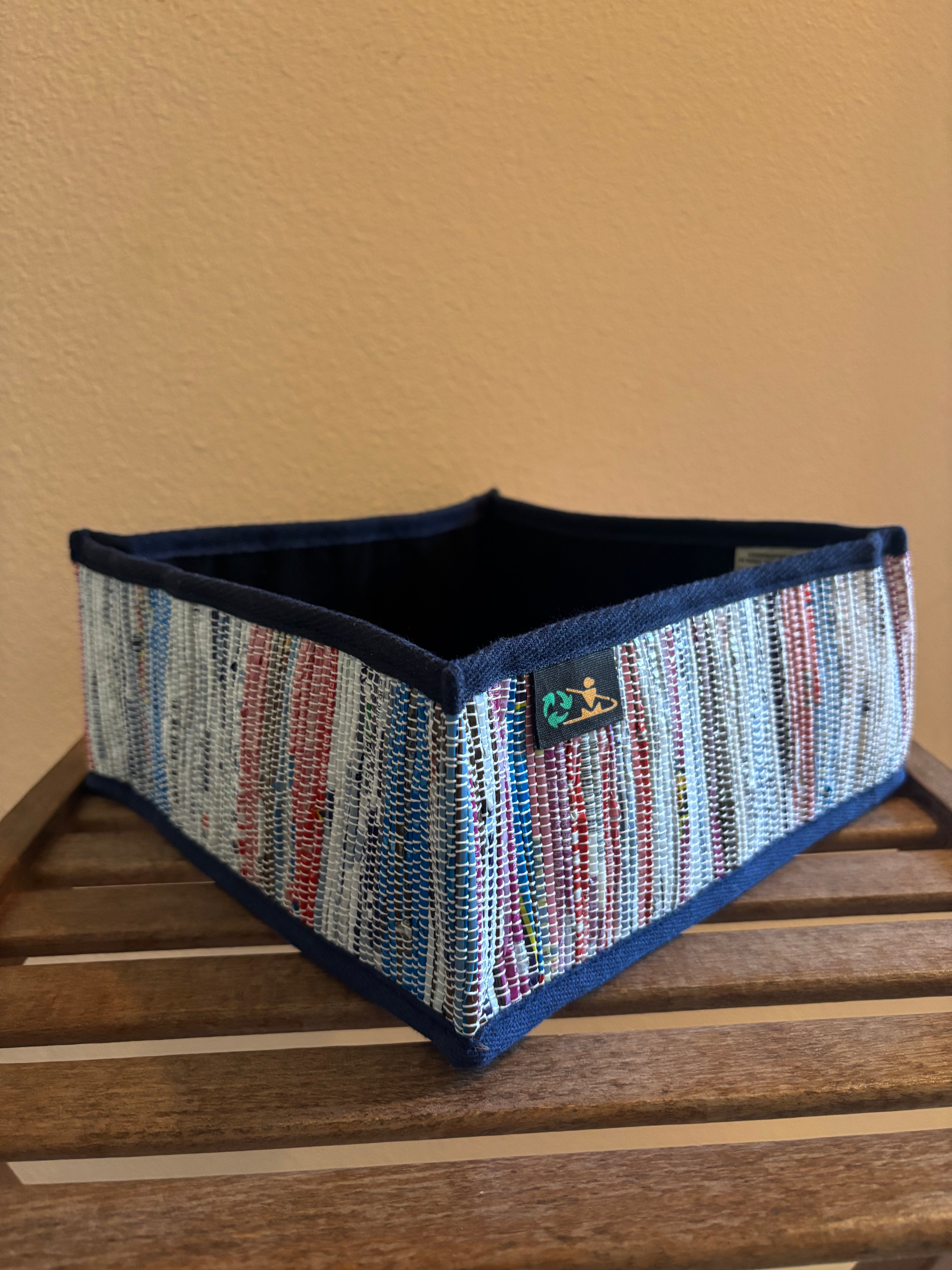 Upcycled Handwoven Collapsable Storage Basket 003