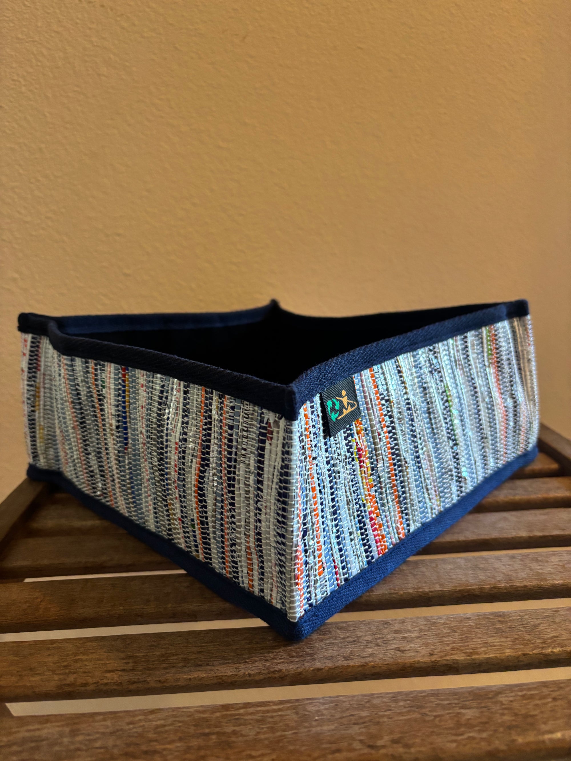 Upcycled Handwoven Collapsable Storage Basket 001