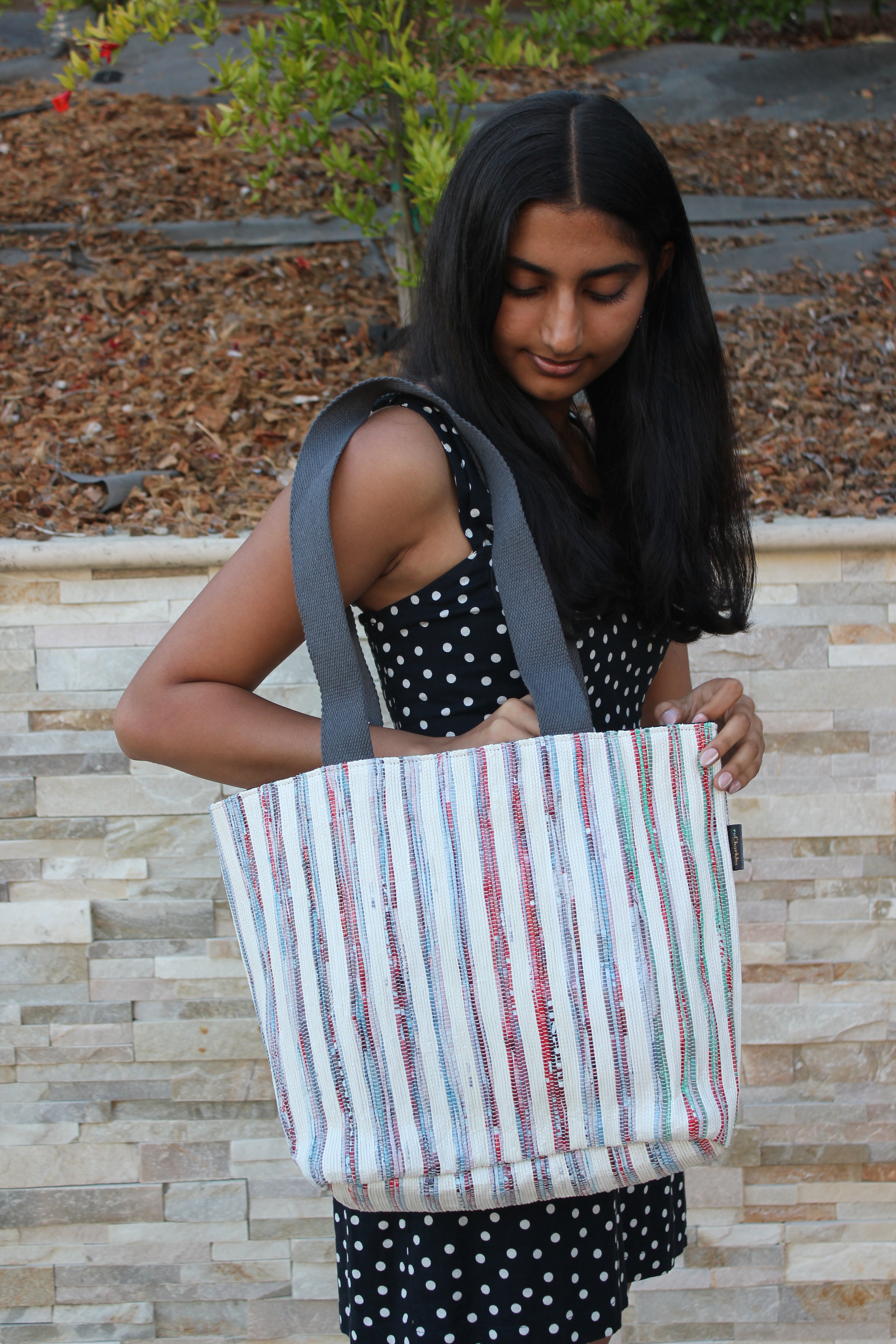 Upcycled Handwoven Shopper Tote 001