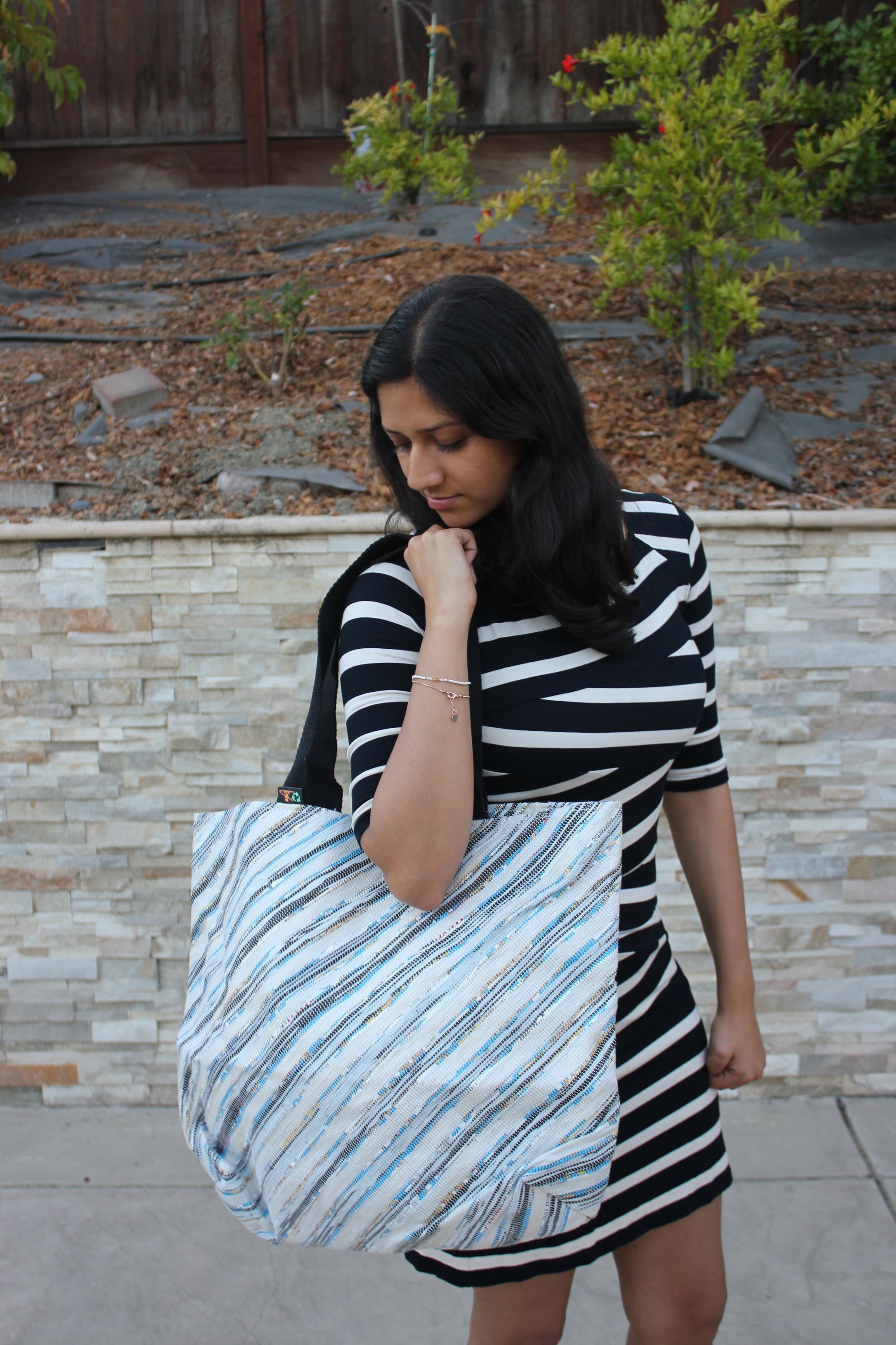 Upcycled Handwoven Beach Bag Designer 001