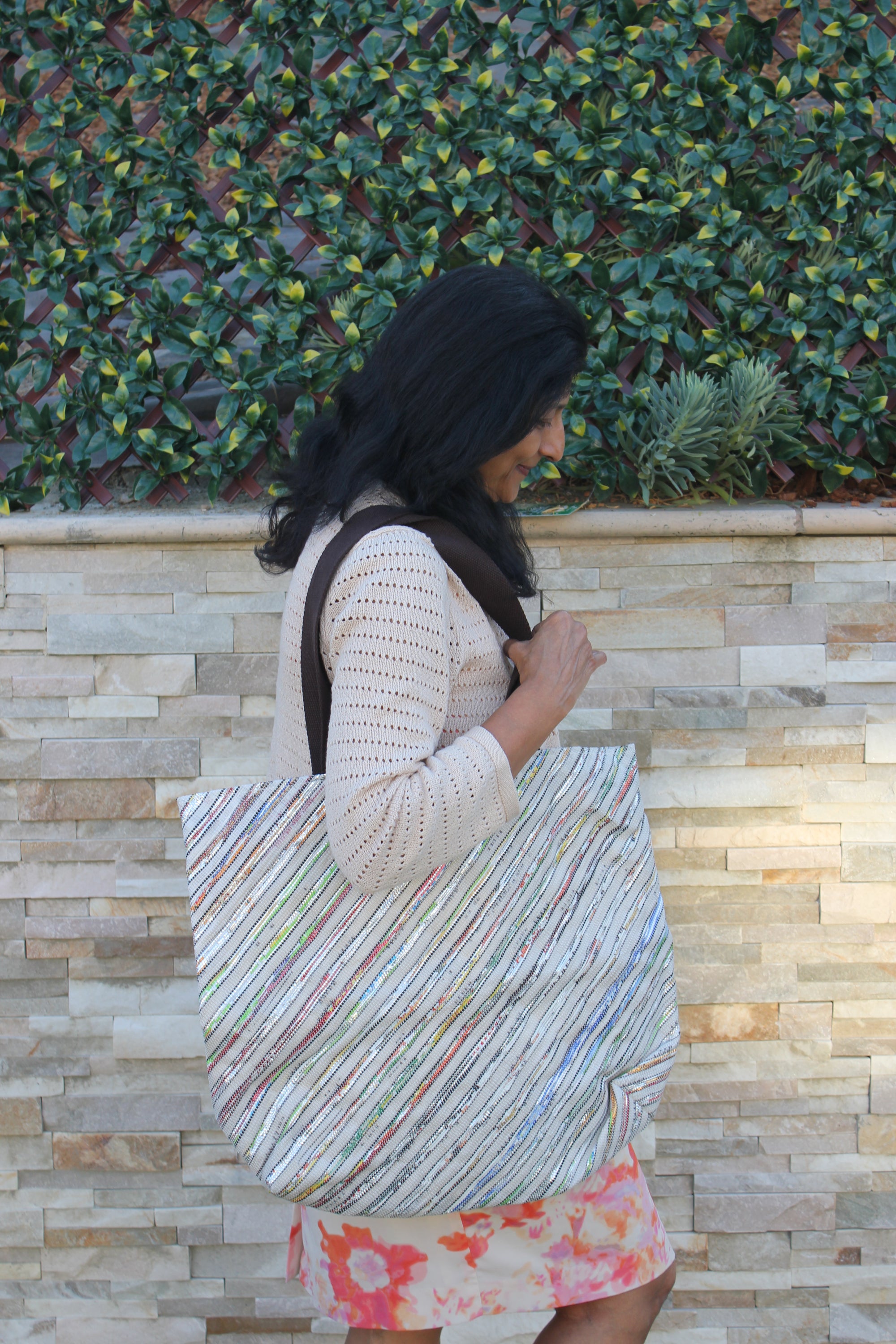 Upcycled Handwoven Beach Bag Designer 002