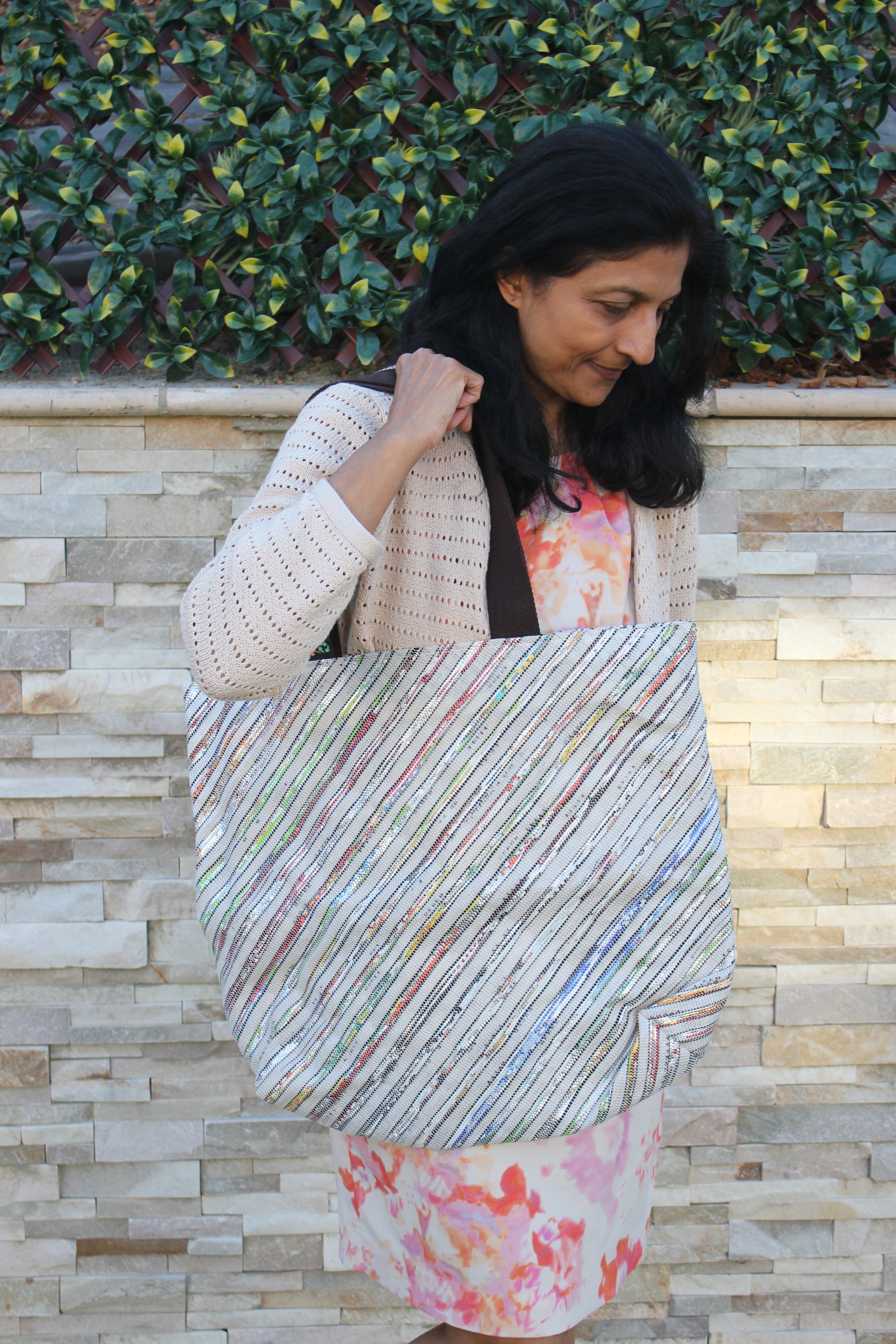 Upcycled Handwoven Beach Bag Designer 002