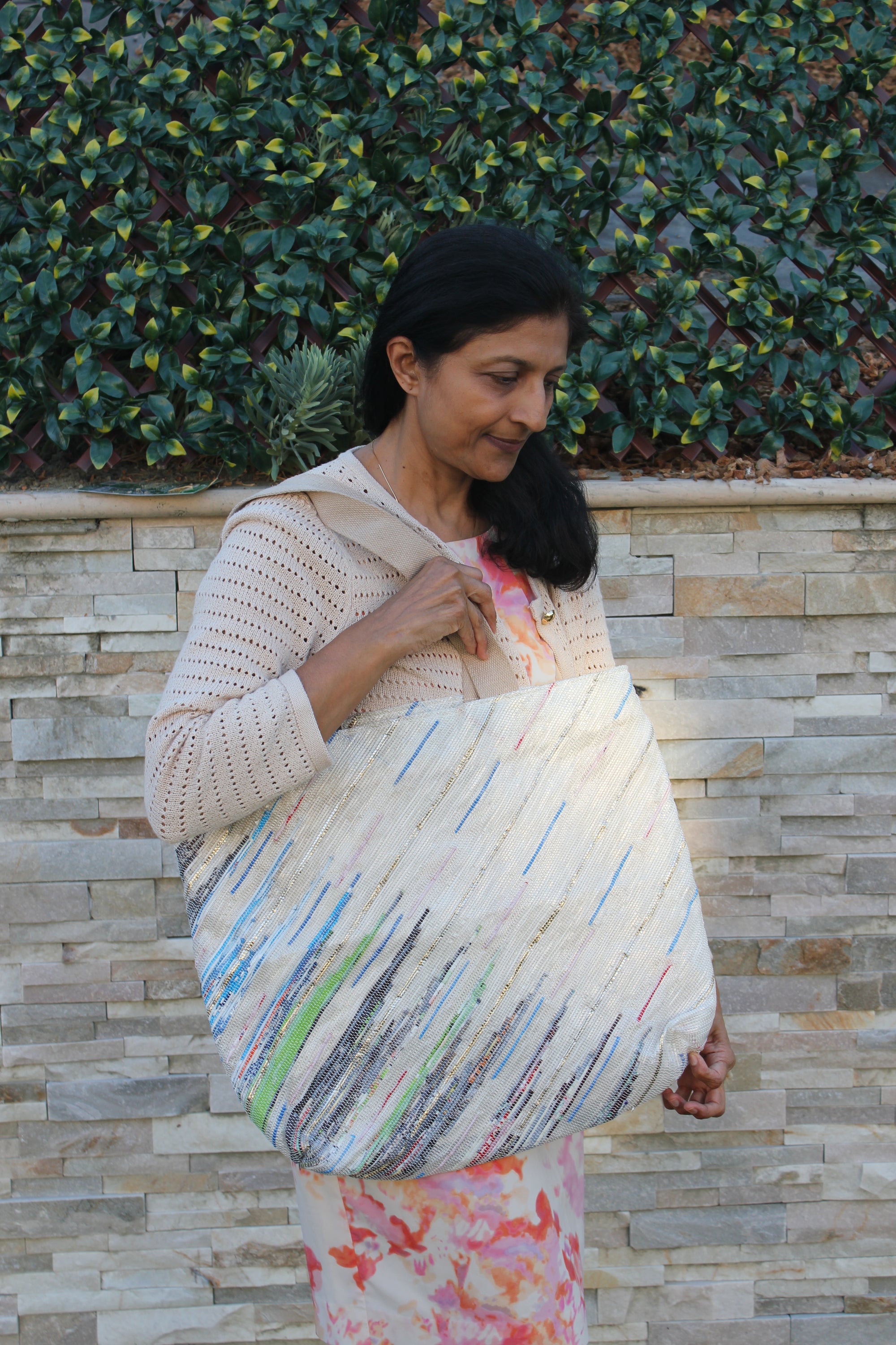 Upcycled Handwoven Beach Bag Designer 003